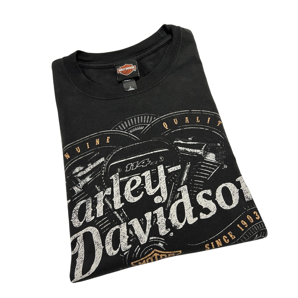 Harley Davidson Graphic T-Shirt Mens Large Black Adventure Dover Ohio Biker T‎